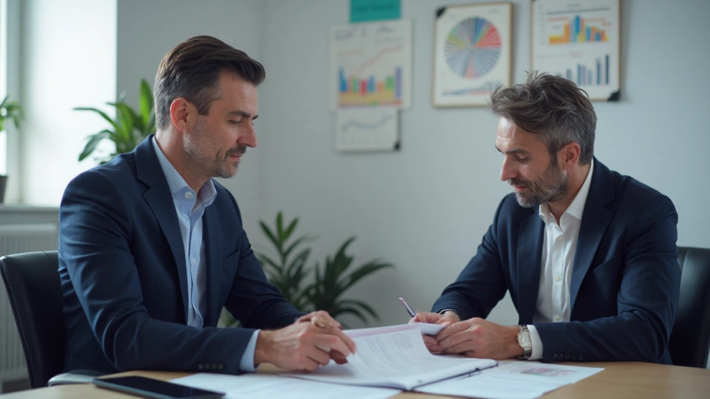 Профессиональное фото финансового консультанта, работающего с клиентом над планированием целей