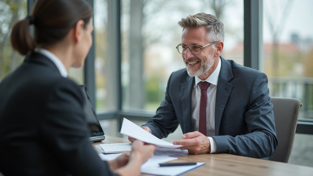 Профессиональное фото пенсионного консультанта, объясняющего программы пенсионного обеспечения